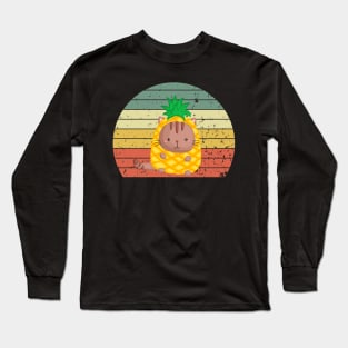 Vintage Pineapple and Cat Lover Long Sleeve T-Shirt